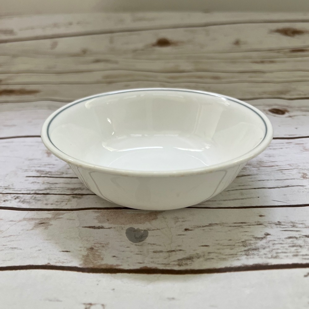 Corelle Cereal Bowl White Morning Blue Trim Vitrelle Glass 6.25in